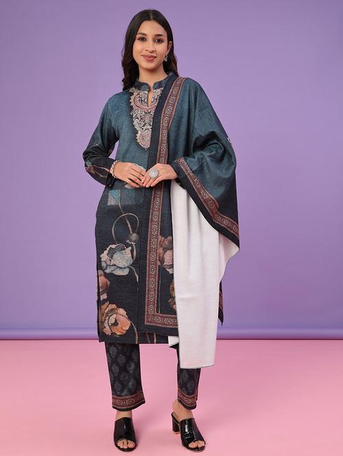 women printed long sleeve kurta pant with dupatta set - 22094386 - Very Small Image - 1