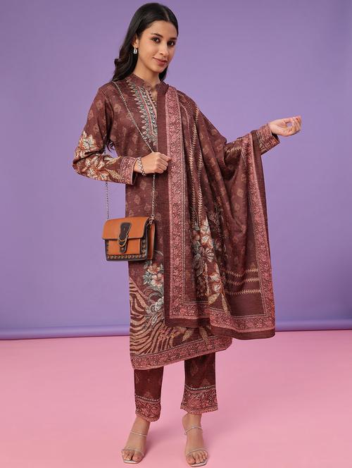 women printed long sleeve kurta pant with dupatta set - 22094389 - Very Small Image - 1