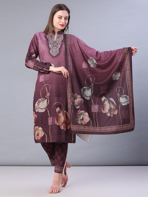 women printed long sleeve kurta pant with dupatta set - 22094390 - Very Small Image - 1