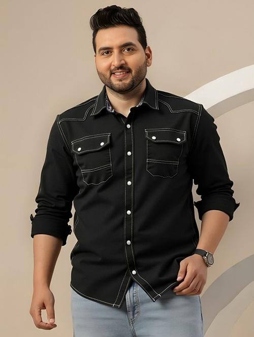 men solid long sleeve regular fit denim casual shirt - 22094469 - Very Small Image - 1