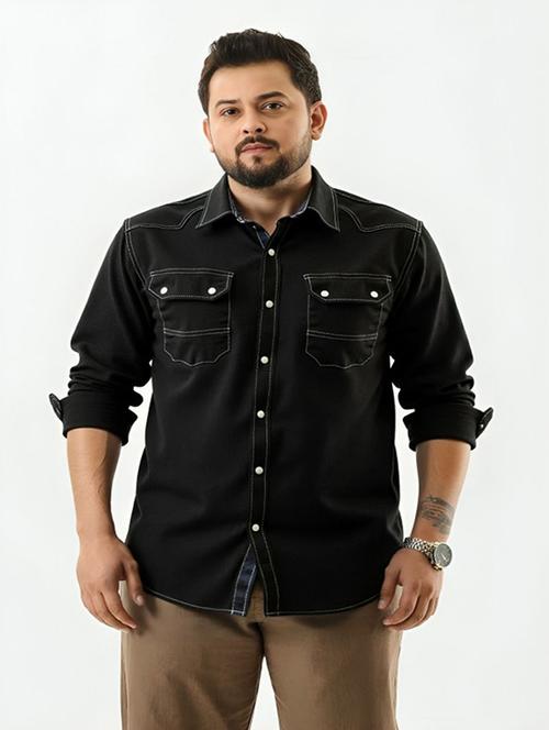 men solid long sleeve regular fit denim casual shirt - 22094479 - Very Small Image - 1