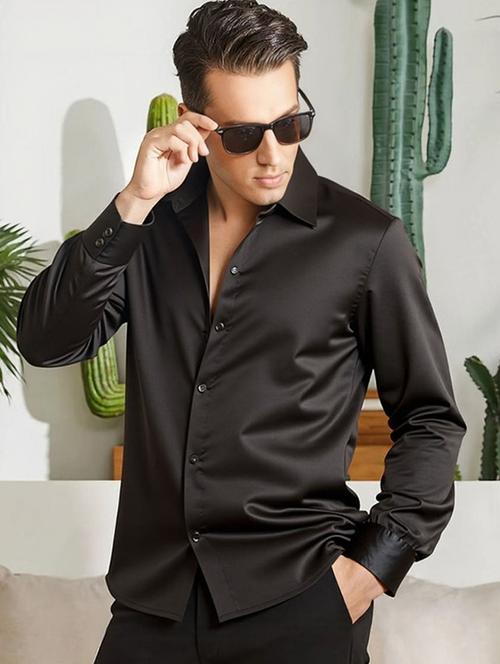 men solid long sleeve regular fit casual shirt - 22094527 - Very Small Image - 1