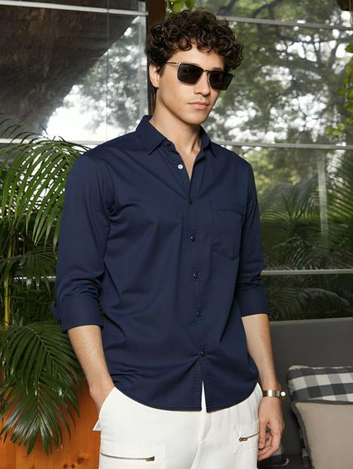 men solid long sleeve regular fit casual shirt - 22094536 - Very Small Image - 1