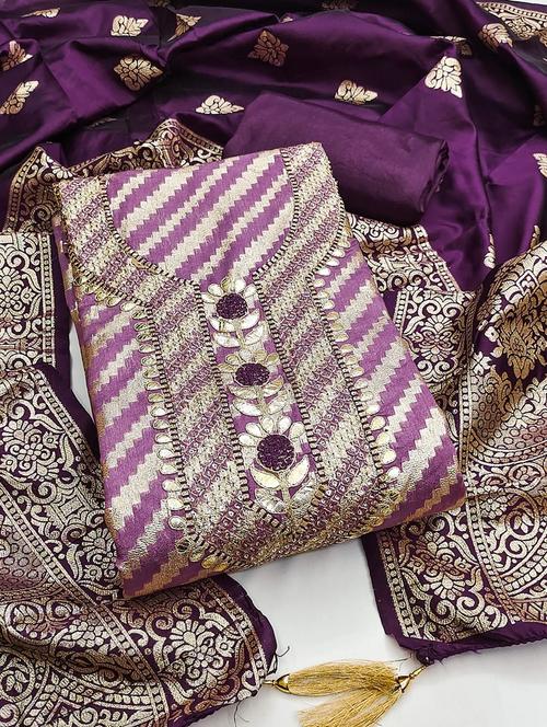 women self design embroidered unstitched suit set - 22100831 - Very Small Image - 1