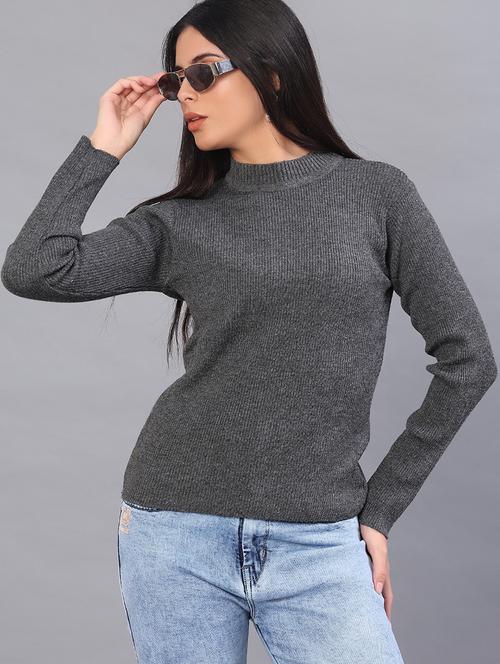 women solid long sleeve pullover - 22101026 - Very Small Image - 1