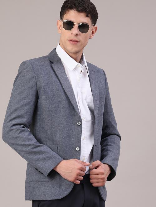 men self design lapel collar single breasted casual blazer - 22101104 - Very Small Image - 1