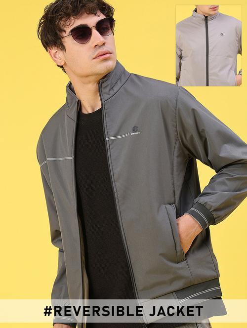 men solid long sleeve reversible bomber jacket - 22101331 - Very Small Image - 1