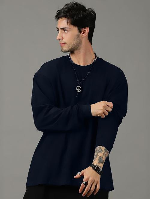 men solid long sleeve oversized t-shirt - 22101430 - Very Small Image - 1