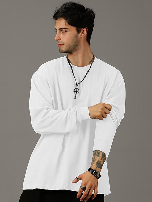 men solid long sleeve oversized t-shirt - 22101431 - Very Small Image - 1