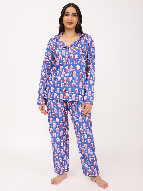 women printed long sleeve nightwear pyjama set - 22101534 - Very Small Image - 1