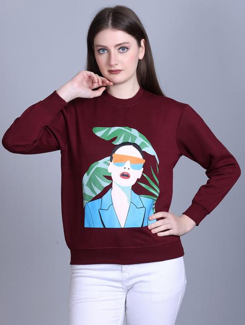 women printed round neck long sleeve sweatshirt - 22101603 - Very Small Image - 1