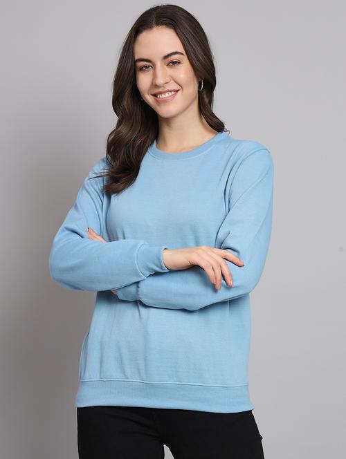 women solid round neck long sleeve sweatshirt - 22101607 - Very Small Image - 1