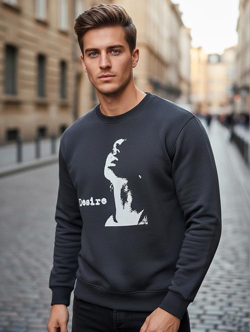 men front print long sleeve regular fit sweatshirt - 22101707 - Very Small Image - 1