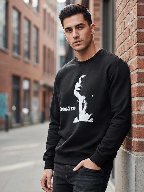 men front print long sleeve regular fit sweatshirt - 22101708 - Very Small Image - 1