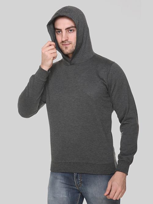 men solid long sleeve regular fit hooded sweatshirt - 22101737 - Very Small Image - 1