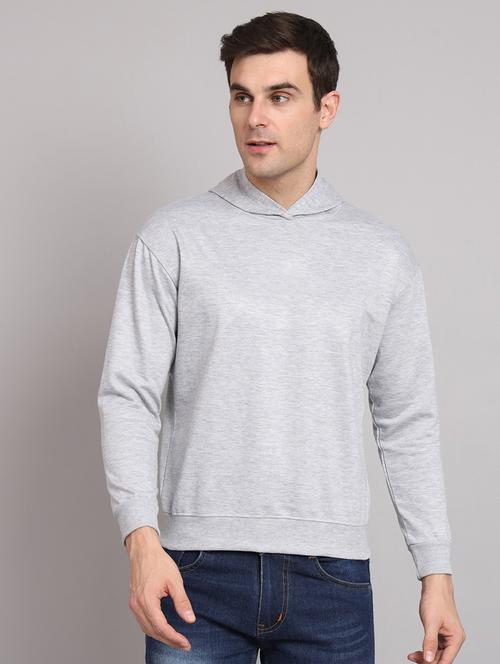 men solid long sleeve regular fit hooded sweatshirt - 22101747 - Very Small Image - 1