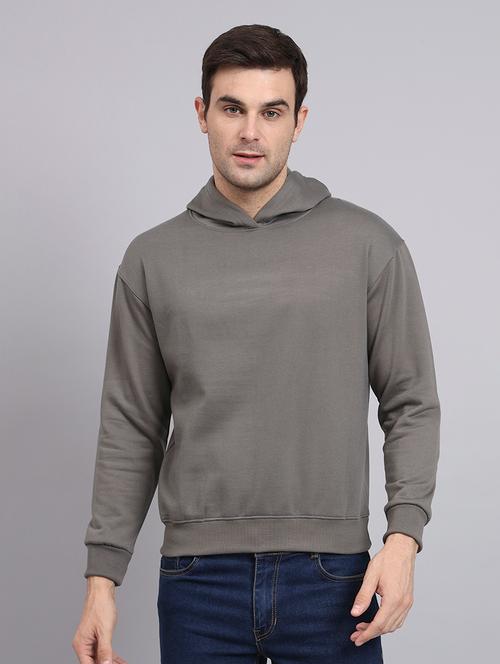 men solid long sleeve regular fit hooded sweatshirt - 22101750 - Very Small Image - 1