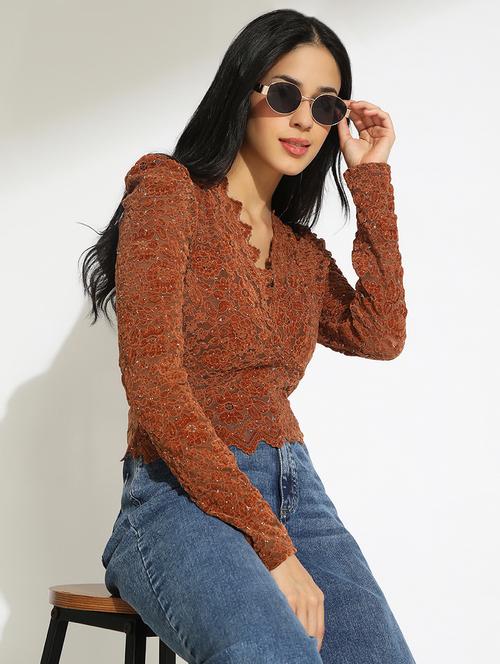 women self designed puff sleeve top - 22101929 - Very Small Image - 1