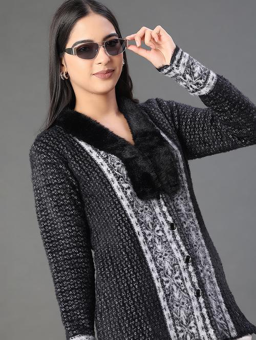 women self design long sleeve cardigan - 22102751 - Very Small Image - 1