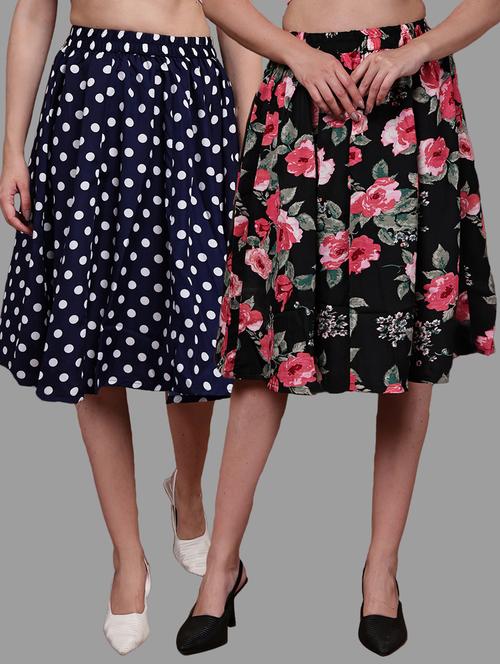 women pack of 2 printed high rise a-line skirt - 22102999 - Very Small Image - 1