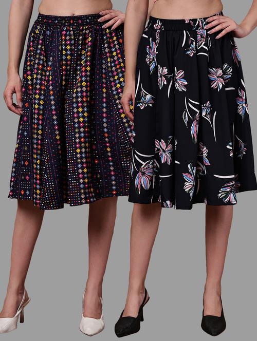 women pack of 2 printed high rise a-line skirt - 22103007 - Very Small Image - 1