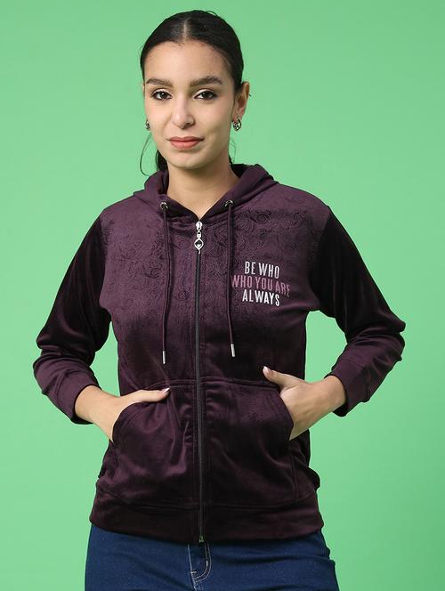 women typographic long sleeve hooded sweatshirt - 22105419 - Very Small Image - 1