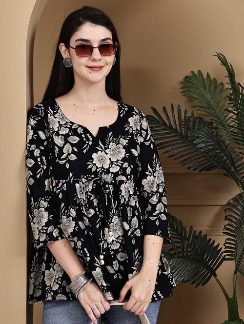 women floral printed three quarter sleeve ethnic top - 22105855 - Very Small Image - 1