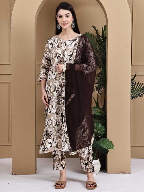 women printed three quarter sleeve kurta pant with dupatta set - 22105872 - Very Small Image - 1