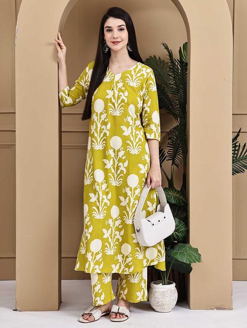 women printed three quarter sleeve kurta pant set - 22105875 - Very Small Image - 1