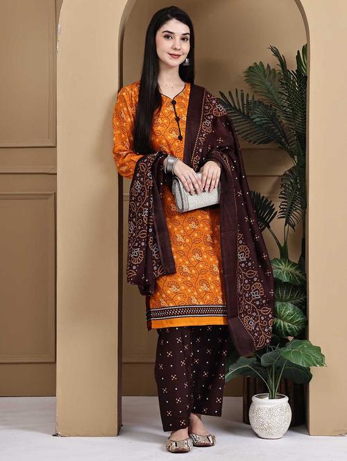 women printed three quarter sleeve kurta salwar with dupatta set - 22105887 - Very Small Image - 1