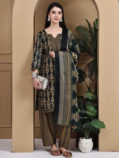 women printed three quarter sleeve kurta salwar with dupatta set - 22105891 - Very Small Image - 1