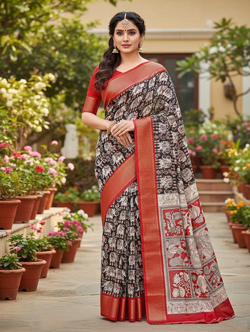 women printed casual wear saree with blouse - 22105957 - Very Small Image - 1