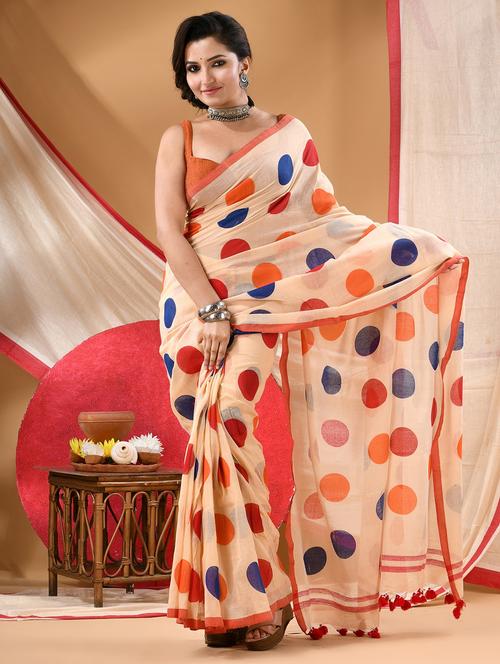 women polka dot handloom saree - 22105993 - Very Small Image - 1
