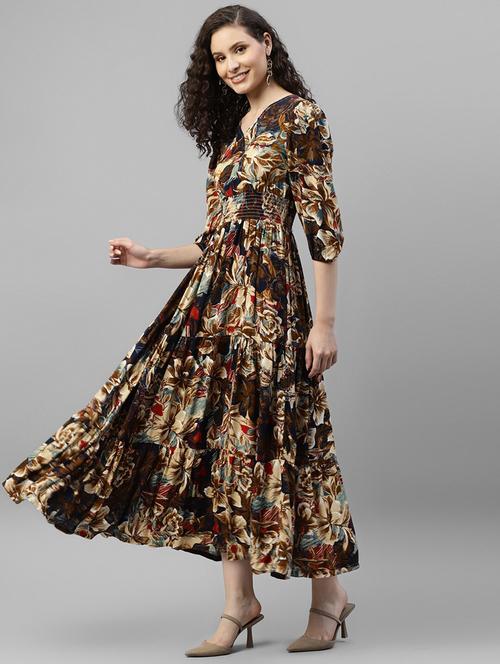 women floral printed puff sleeve tiered dress - 22106110 - Very Small Image - 1