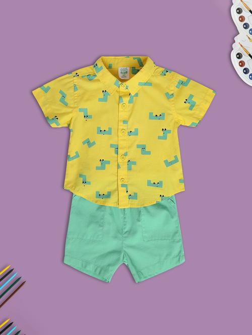 boys printed shirt and shorts co-ord set - 22106440 - Very Small Image - 1