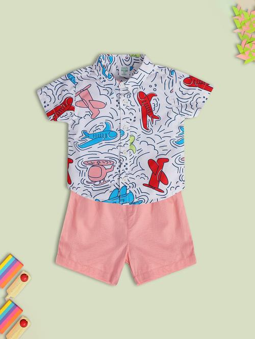 kids printed shorts & shirt co-ords set - 22106441 - Very Small Image - 1