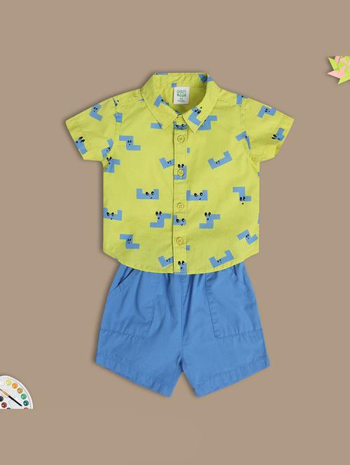 boys printed shirt and shorts co-ord set - 22106443 - Very Small Image - 1