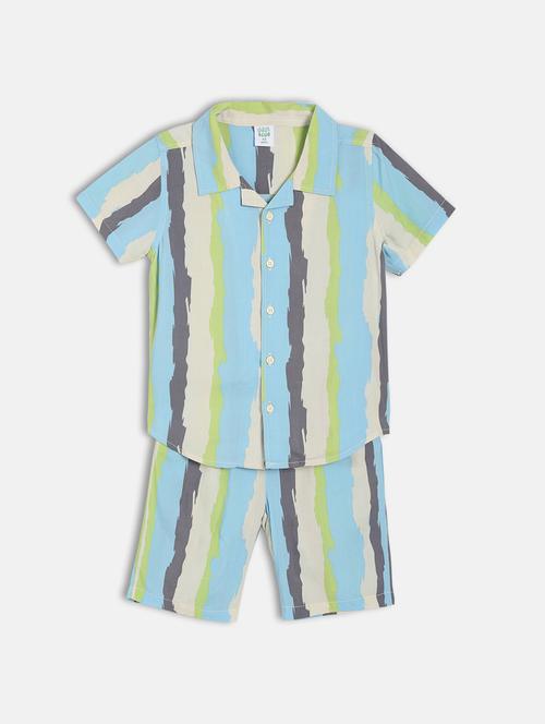 boys printed shirt and shorts co-ord set - 22106535 - Very Small Image - 1