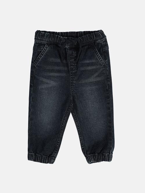 boys solid mid rise denim jogger - 22106612 - Very Small Image - 1