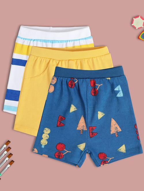 boys pack of 3 printed mid rise regular fit shorts - 22106730 - Very Small Image - 1