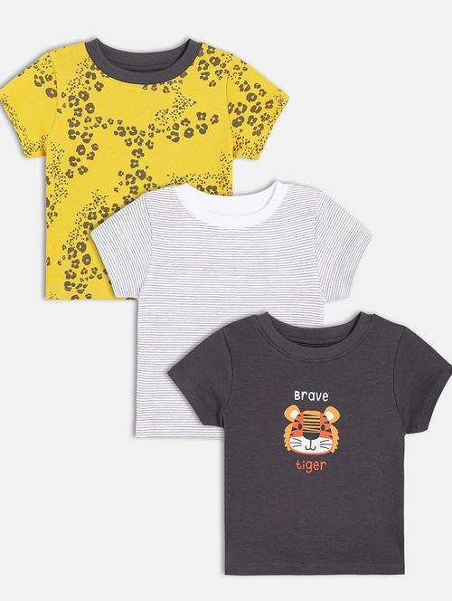 kids pack of 3 printed round neck t-shirt - 22106873 - Very Small Image - 1