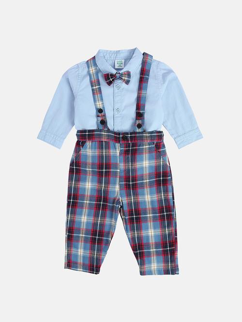 kids printed shirt with dungree set - 22107043 - Very Small Image - 1