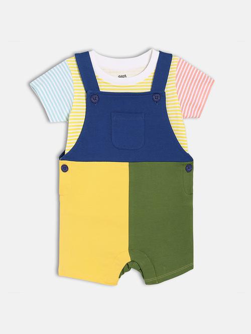 kids color blocked t-shirt with dungree set - 22107060 - Very Small Image - 1