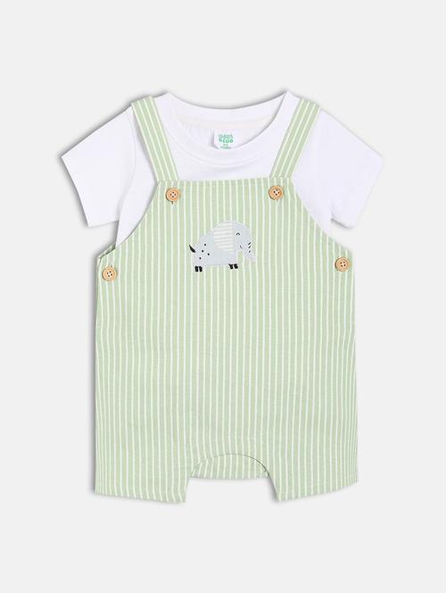 kids striped t-shirt with dungree set - 22107061 - Very Small Image - 1