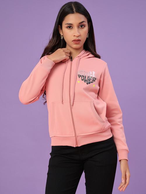 women typographic long sleeve hooded sweatshirt - 22107082 - Very Small Image - 1