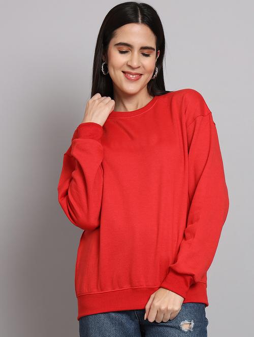 red fleece plain sweatshirt - 22107420 - Very Small Image - 1