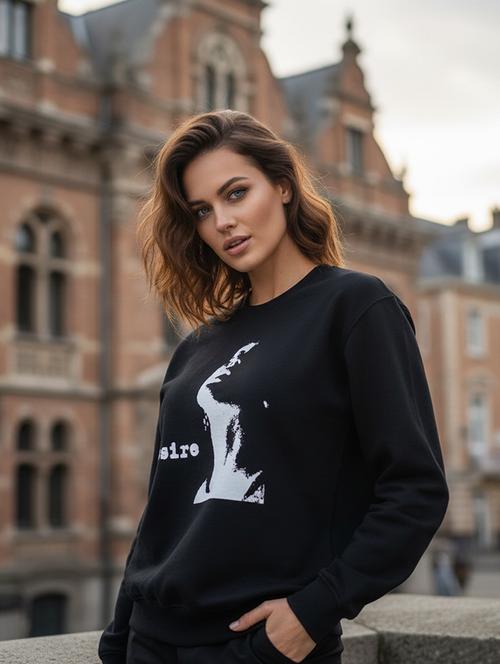 black fleece plain sweatshirt - 22107423 - Very Small Image - 1