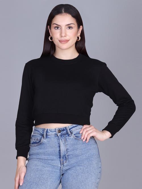 black fleece plain sweatshirt - 22107428 - Very Small Image - 1