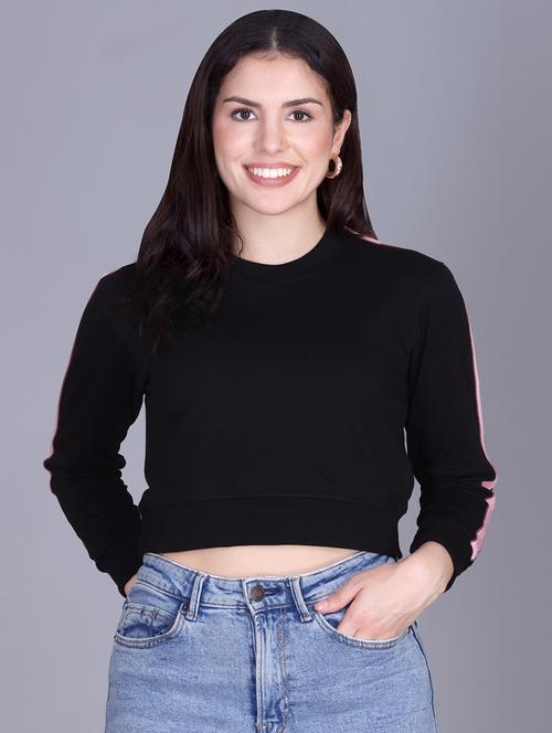 black fleece plain sweatshirt - 22107429 - Very Small Image - 1