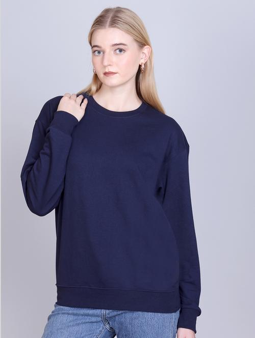 navy blue fleece plain sweatshirt - 22107436 - Very Small Image - 1